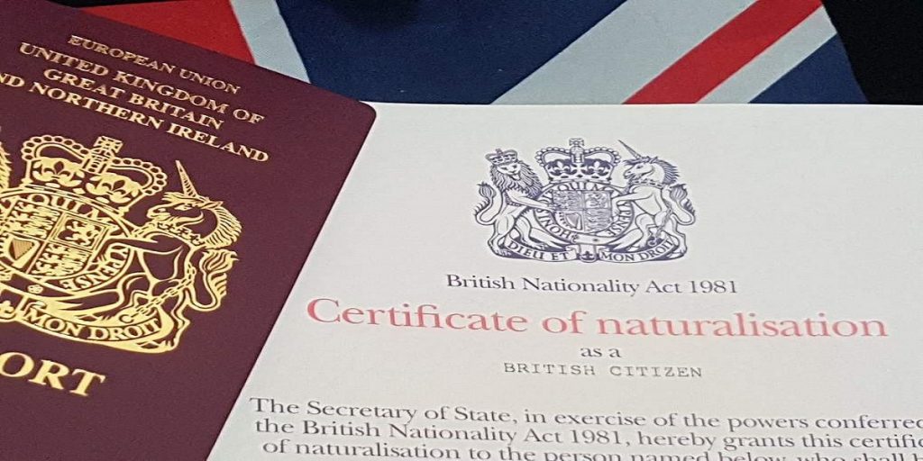 Сертификат за натурализация в Обединеното Кралство
