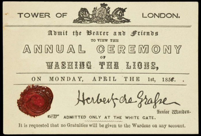 THE APRIL FOOLS' DAY 5 washing of the lions ticket