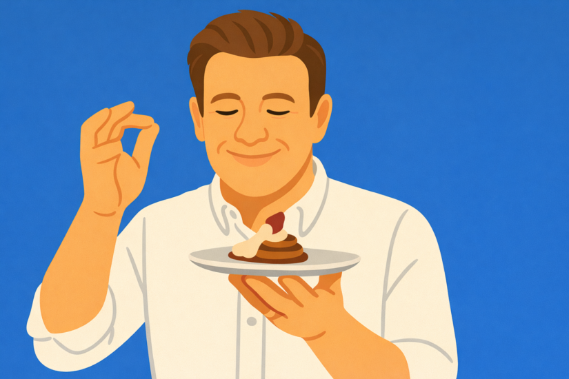 Chef enjoying a culinary creation