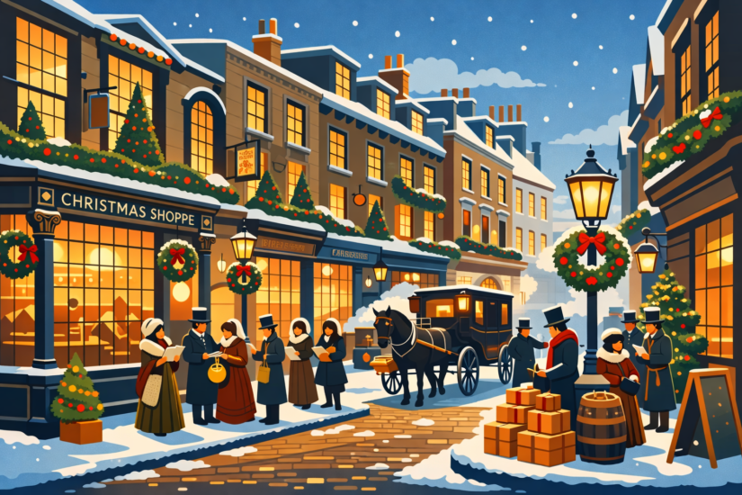 THE VICTORIAN ERA (1837-1901) 16 Victorian Christmas street at twilight