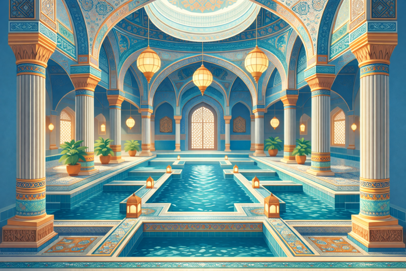 SAKE DEAN MAHOMET 5 Islamic style bathhouse with turquoise pools