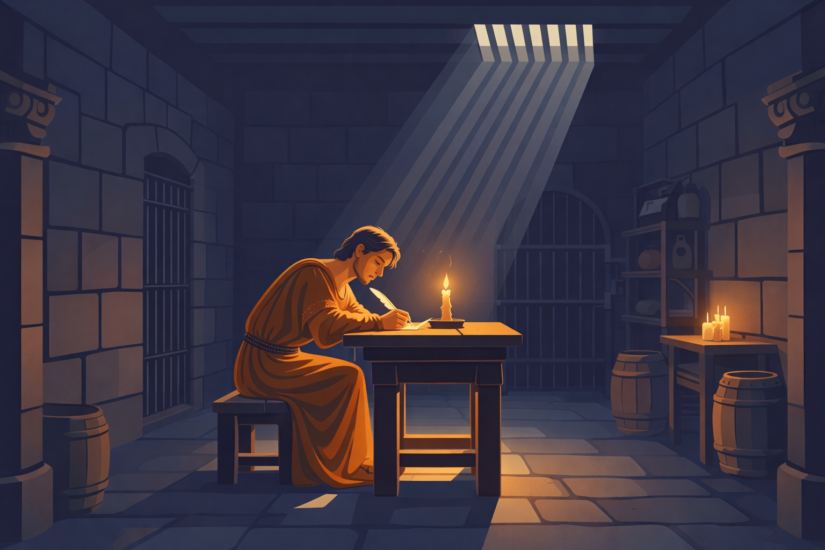 THE VALENTINE'S DAY 3 Prisoner writing by candlelight