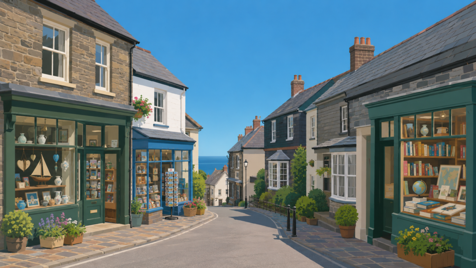 LYNTON AND LYNMOUTH 4 street with gift shops souvenirs books in Lynton
