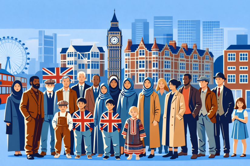 Diverse faces in front of London landmarks