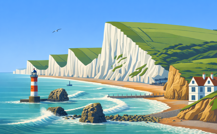 THE COUNTY OF WEST SUSSEX 3 Coastal cliffs and lighthouse scene 1