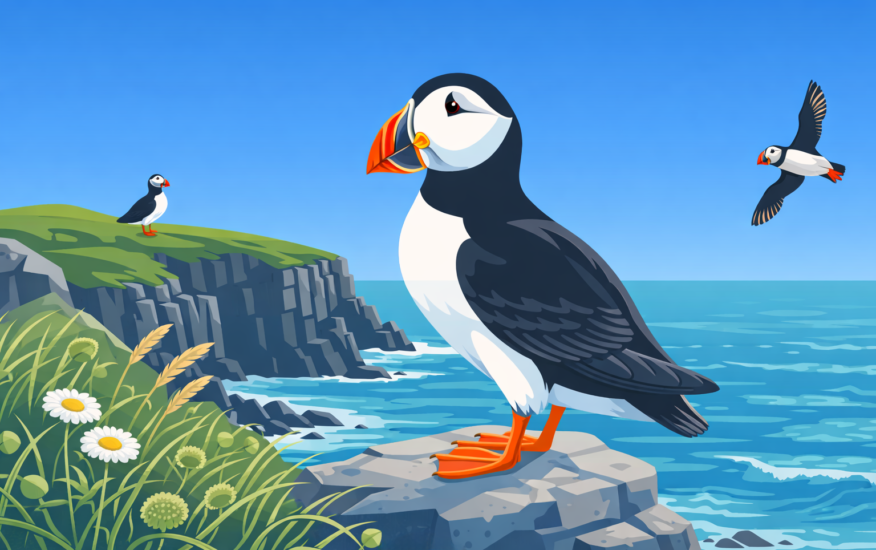 THE FARNE ISLANDS 3 Puffins along the coastal cliffs