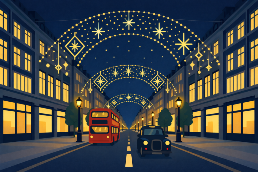 THE OXFORD STREET CHRISTMAS LIGHTS 3 Festive arches on London street at night