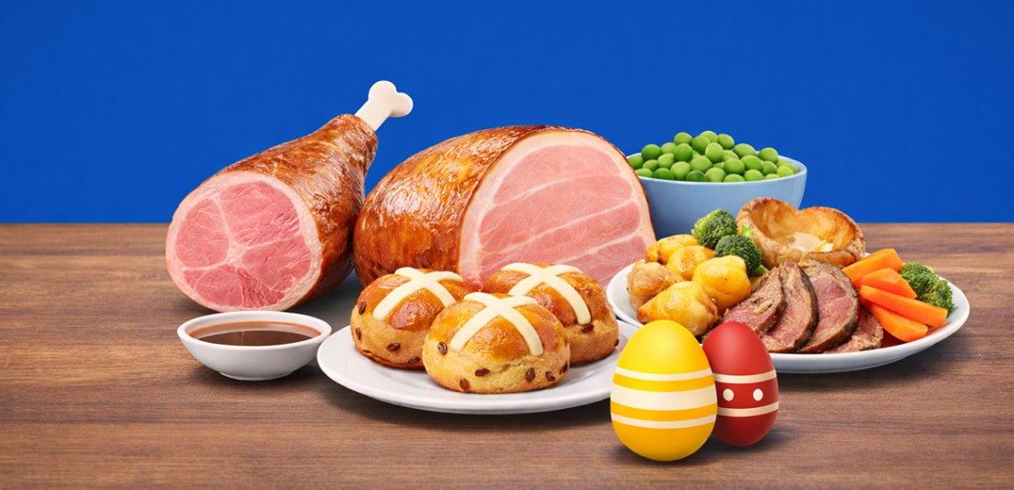 Traditional British Easter and roast feast