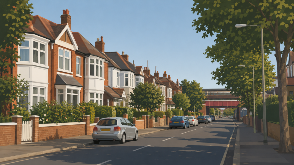 ЛОНДОНСКИЯТ КВАРТАЛ RAYNES PARK 3 Raynes Park tipycal street