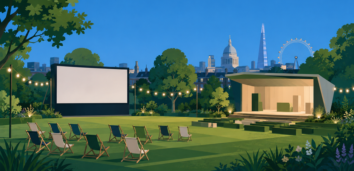 КИНО И ТЕАТЪР ПОД ОТКРИТОТО НЕБЕ НА LONDON ПРЕЗ ЛЯТОТО 2 Cinema and theatre under the open sky of London in the summer